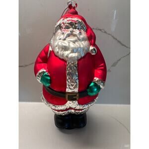 NEW Vintage Dept 56 Oversized Handblown Mercury Glass St Nick Ornament